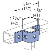 P1047-EG U-Shaped Fitting, 5 Holes, 5-3/8 in L x 1-5/8 in W, For Use With P1000 Series Channel, Steel