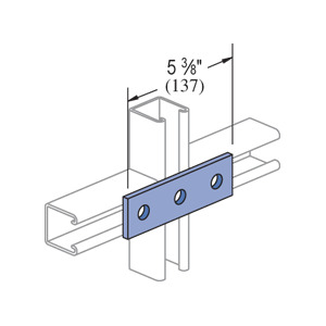 P1066-EG Channel Flat Plate Fitting, 3 Holes, 5-3/8 in L x 1-5/8 in W x 1/4 in THK, HRPO Steel