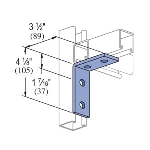 P1325-HG 90 deg Angle Fitting, 4 Holes, 1-5/8 in W x 1/4 in THK, HRPO Steel