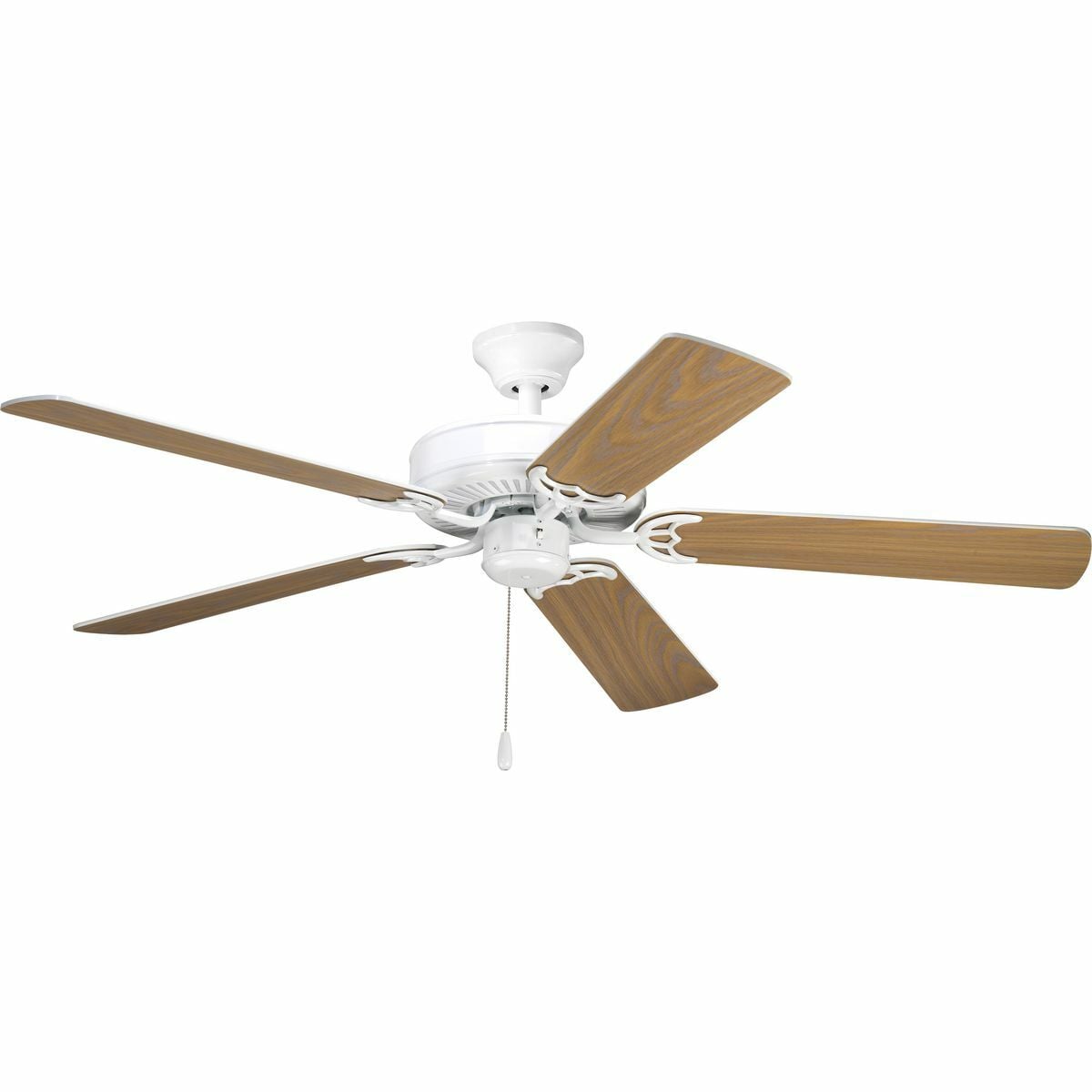 P2501-30 Pre-Wired Transitional Ceiling Fan With (5) Reversible White/Washed Oak Blades, 12 deg Blade Pitch, Steel Housing, Fiberboard/MDF Blade, 4406 cfm Flow Rate