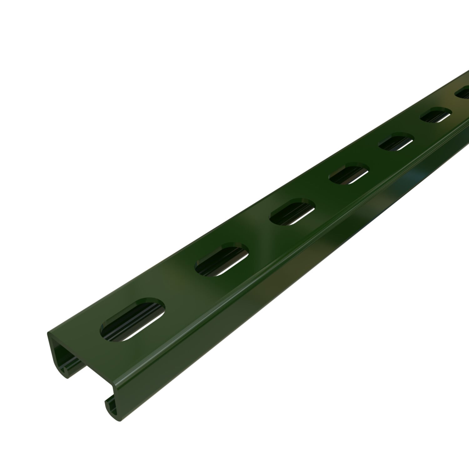 P3300T-10GR P3300T Slotted Strut Channel, 10 ft L 1-5/8 in W 1-5/8 in D 12 ga THK, Low Carbon Steel, Perma-Green III, Domestic