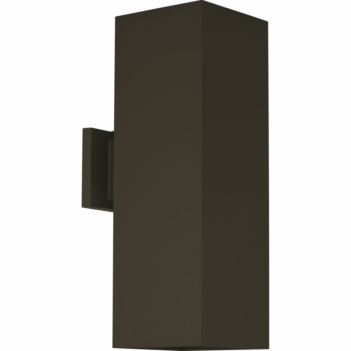 P5644-20 Contemporary/Modern/Transitional Square Outdoor Wall Fixture, (2) PAR38 Lamp, 120 V AC, Antique Bronze/Painted Housing