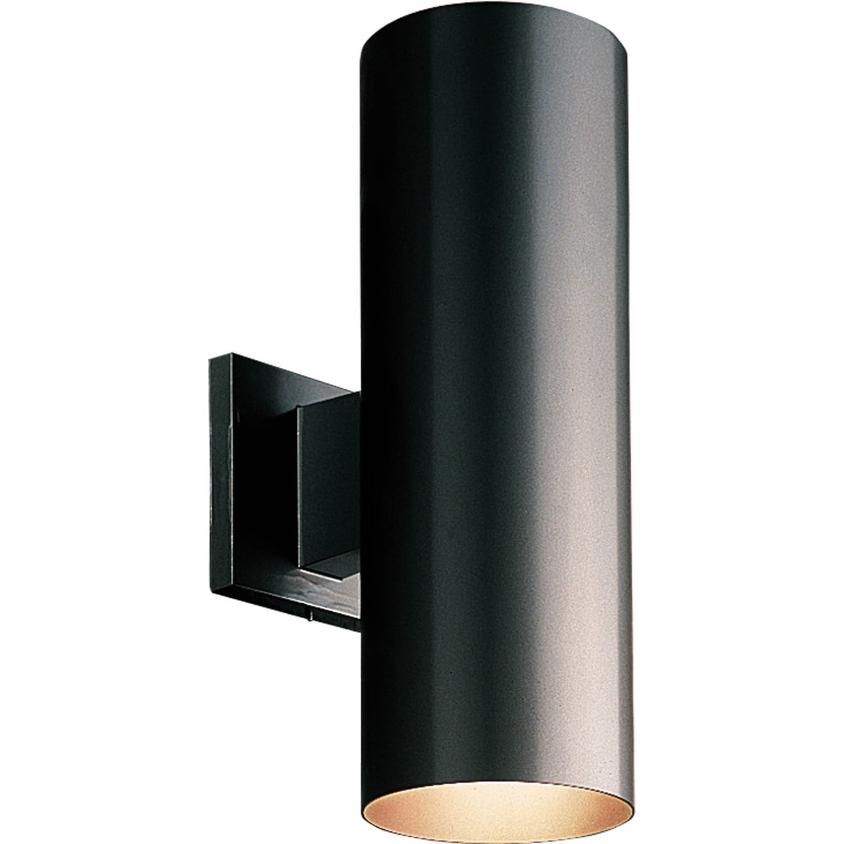 P5675-31 Contemporary/Modern Cylinder Outdoor Wall Fixture, (2) PAR30 Lamp, 120 V AC, Black Powder Coated/Painted Housing