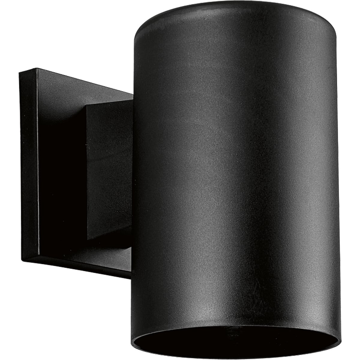 P5712-31 Contemporary/Modern Cylinder Non-Metallic Outdoor Wall Fixture, (1) BR30 Lamp, 120 V AC, Black Powder Coated/Painted Housing