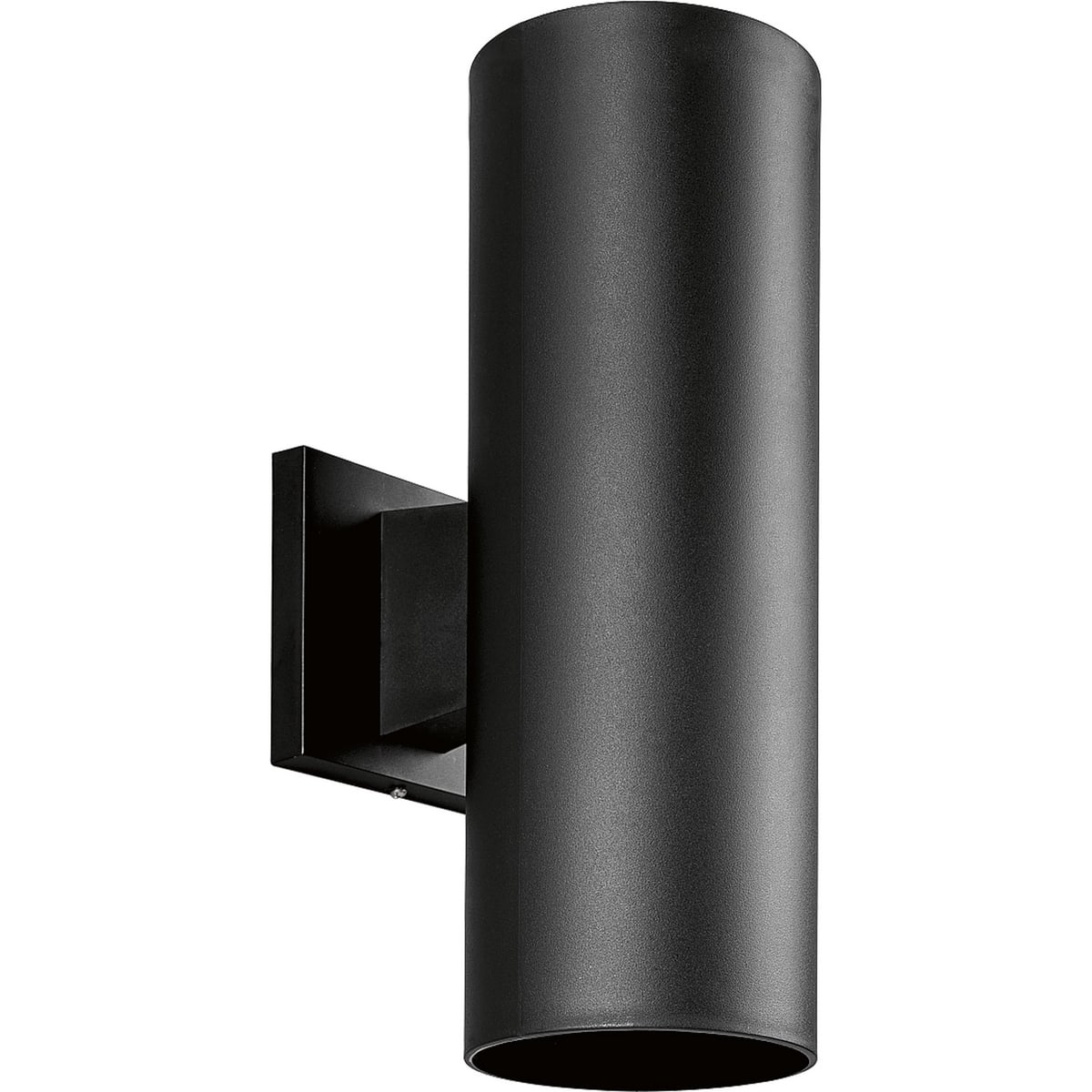 P5713-31 Contemporary/Modern Cylinder Non-Metallic Outdoor Wall Fixture, (2) BR30 Lamp, Black Powder Coated/Painted Housing