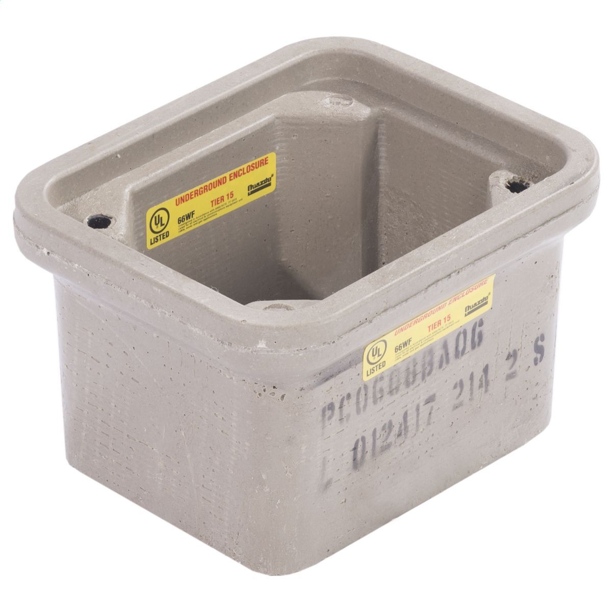 PC0608DA06 PC Style Small Straight Wall Tier-15 Underground Enclosure Box With Solid Bottom, 8 in L x 6 in W x 6 in H, Polymer Concrete