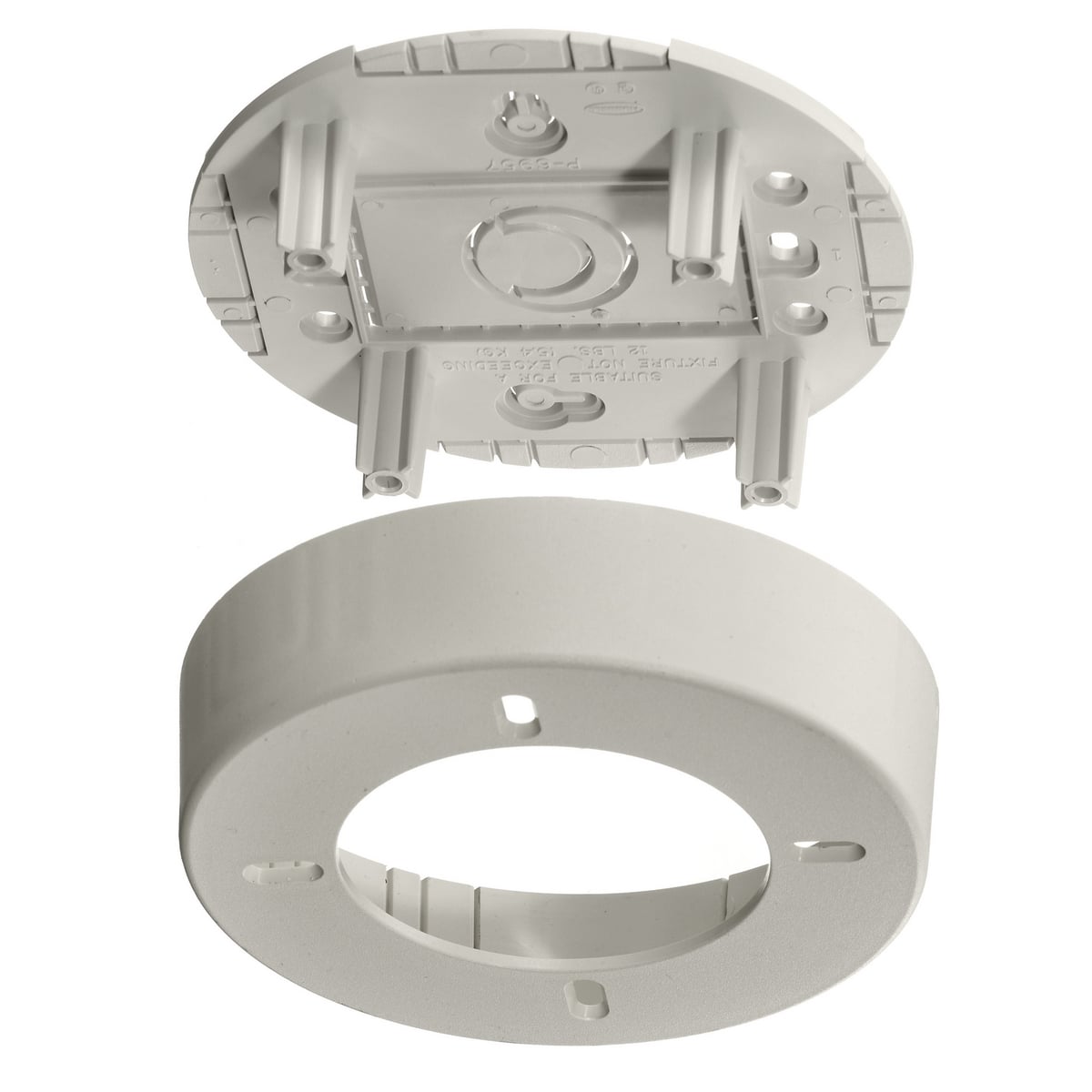 PDB12LF PolyTrak Extruded Non-Metallic Round Standard Lighting Fixture Box, 1.29 in L x 5.31 in W x 5.31 in H, PVC, Off-White