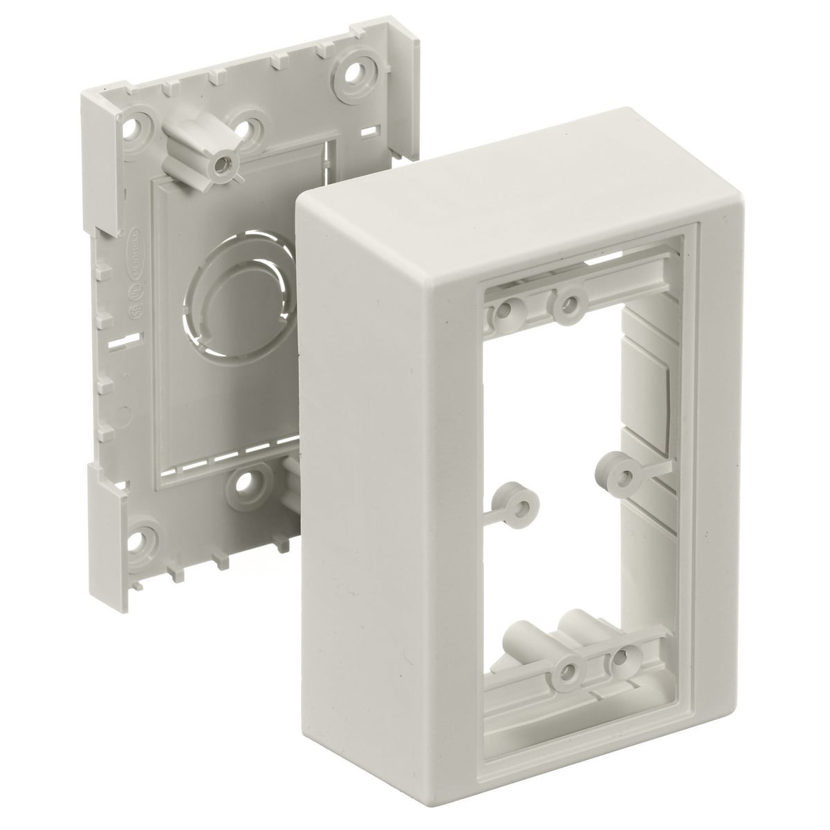 PDB12S 1-Gang Extruded Non-Metallic Standard Raceway Box, 1.78 in L x 3-1/4 in W x 4.9 in H, Off-White
