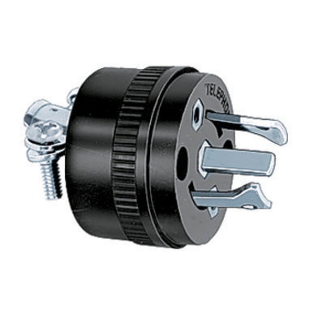 PH6625 Grounding Male Cord Mount Midget Locking Plug, 2 Poles, 3 Wires, Black