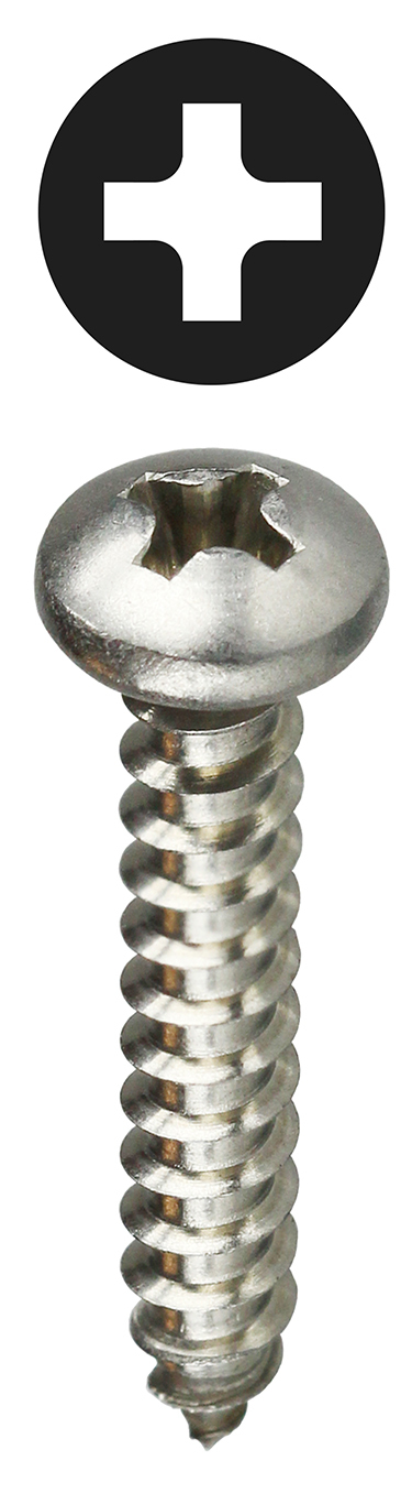 PHSMSS612 Sheet Metal Screw, #6, 1/2 in OAL, Pan Head, Phillips Drive, 18-8 Stainless Steel