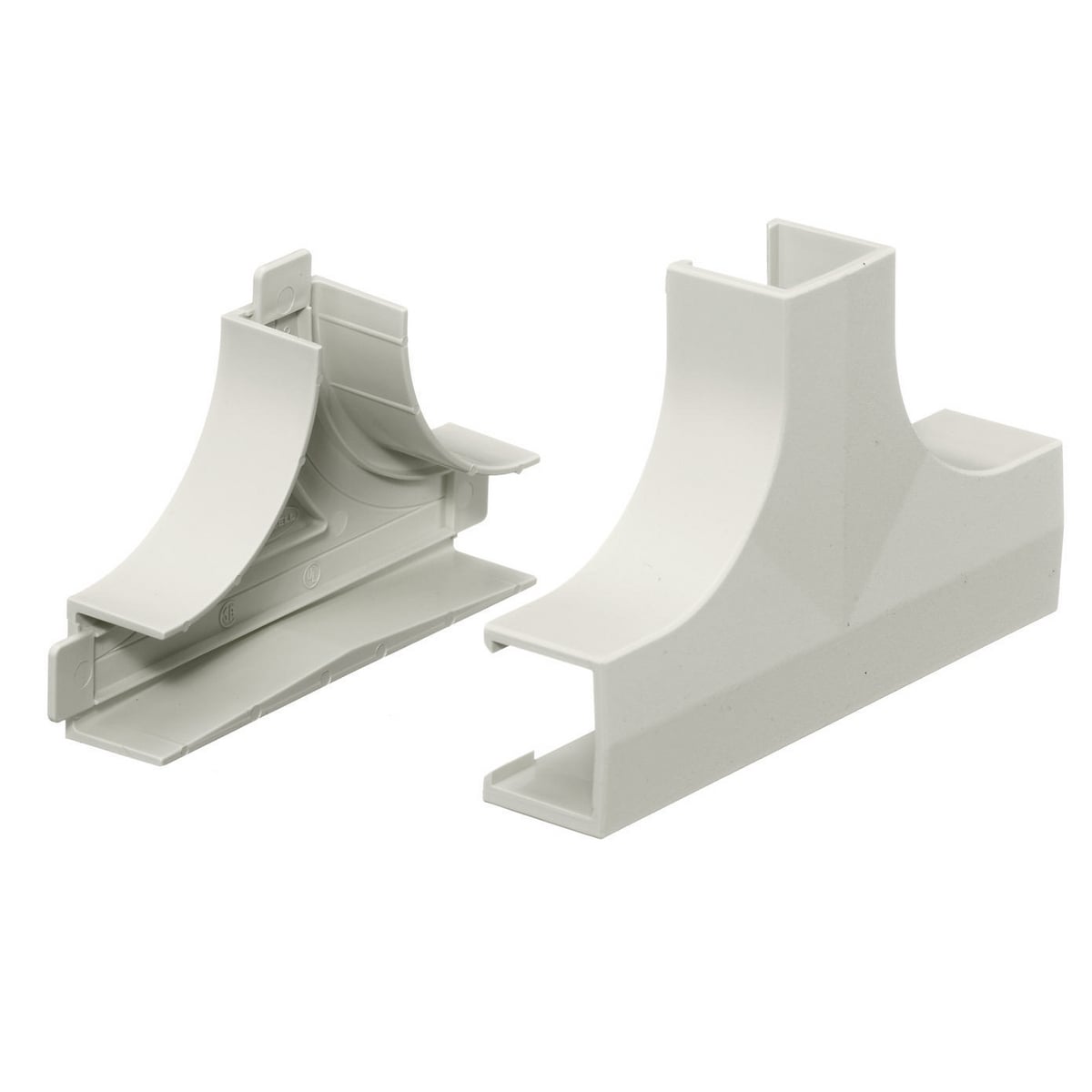PL1TCBC Extruded Full Capacity Non-Metallic Standard Raceway Tee, 1.03 sq-in, For Use With LANTrak PL1 Series Latching Non-Metallic Raceway, PVC, Office White