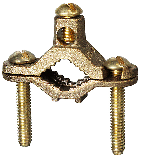 PL25 High Strength Bare Ground Clamp With Lay In Lugs and Screws, 10 to 2 AWG Conductor, Bronze