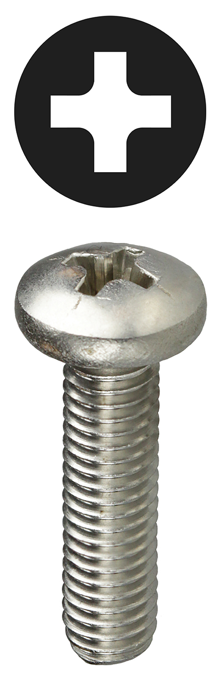 PMS83212 Head Machine Screw, #8-32, 1/2 in OAL, 18-8 Stainless Steel, Pan Head, Phillips Drive