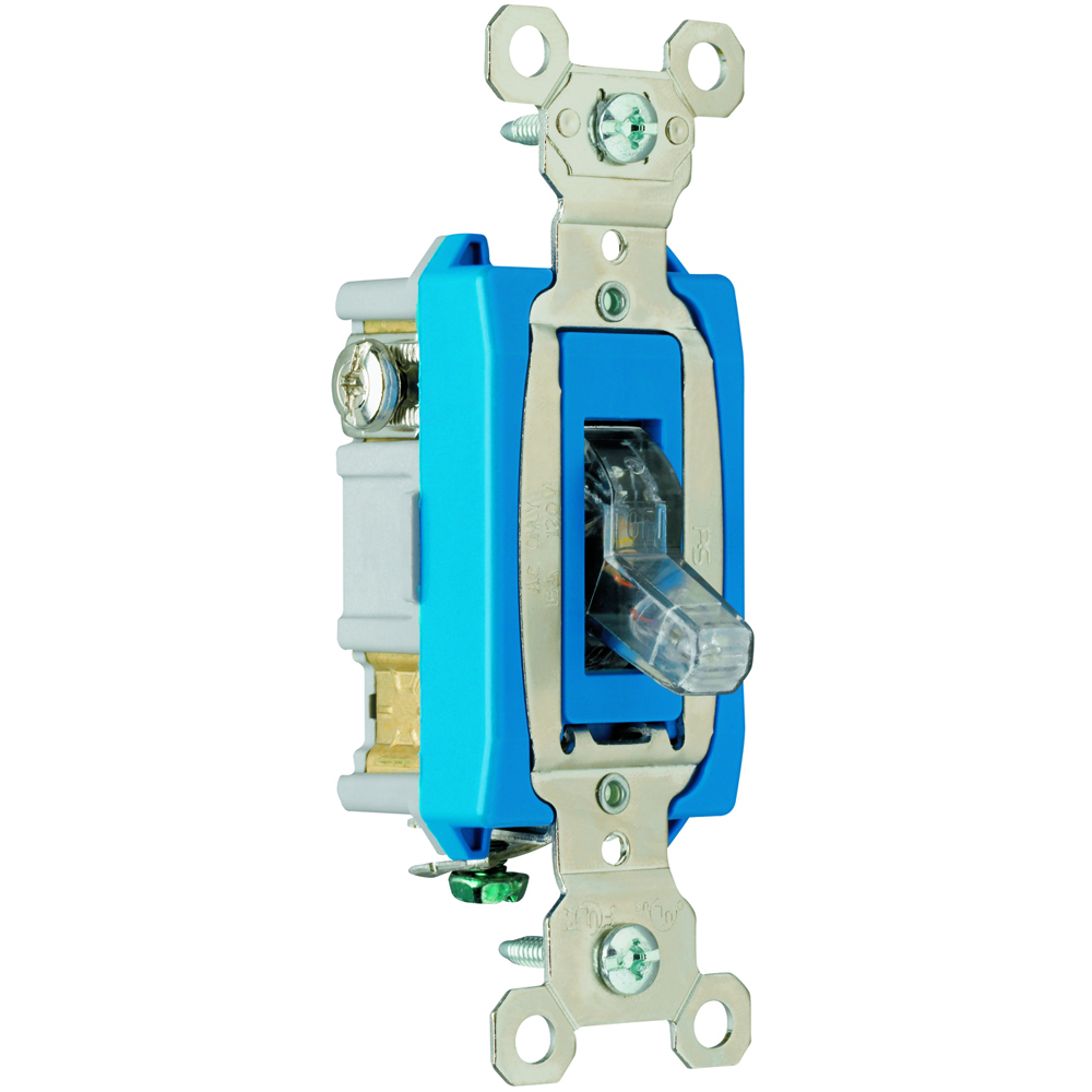 PS15AC1CPL Industrial Extra Heavy Duty Switch, Lighted When On, Back and Side Wire, Clear