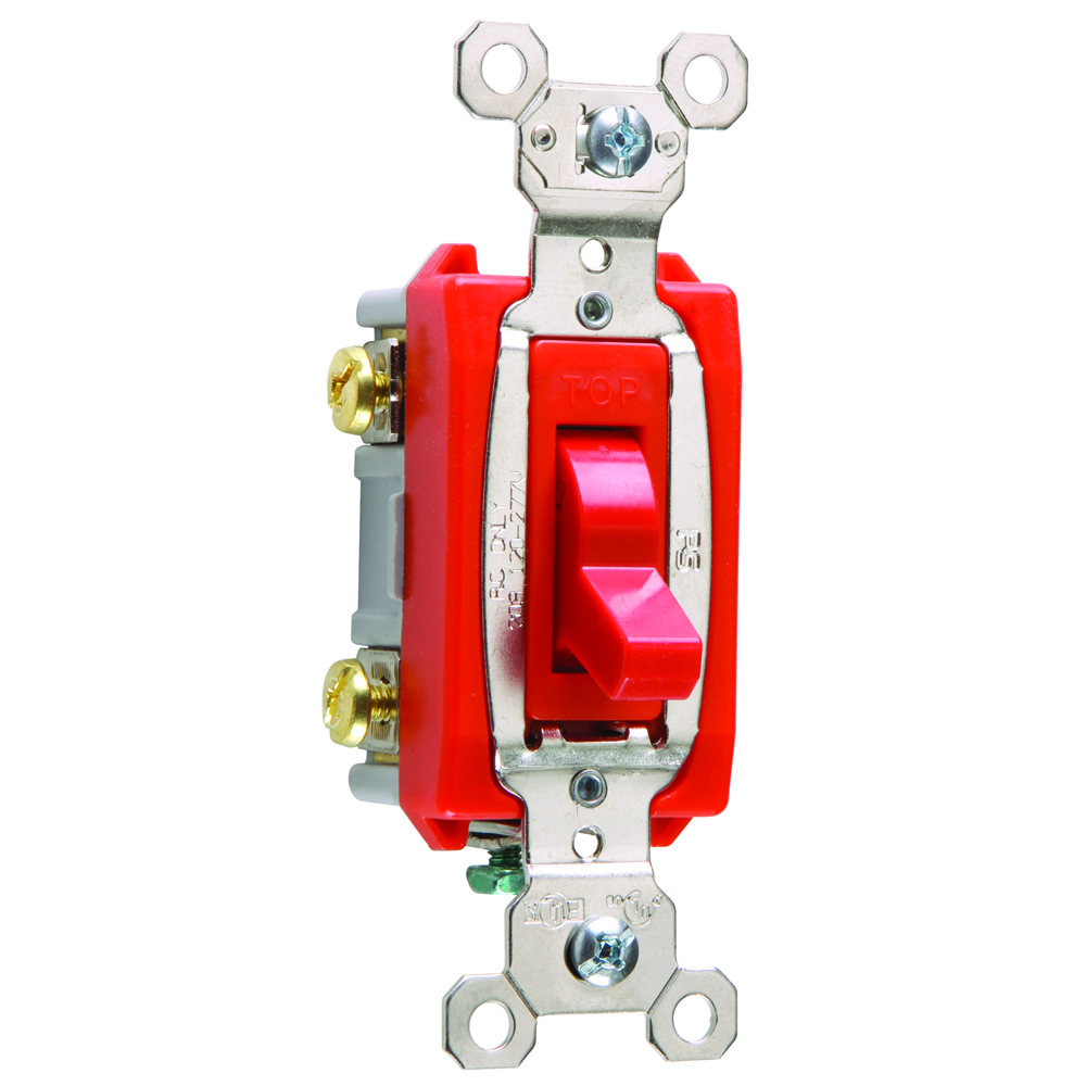 PS20AC2RPL Industrial Extra Heavy Duty Switch, Lighted When On, Back and Side Wire, Red