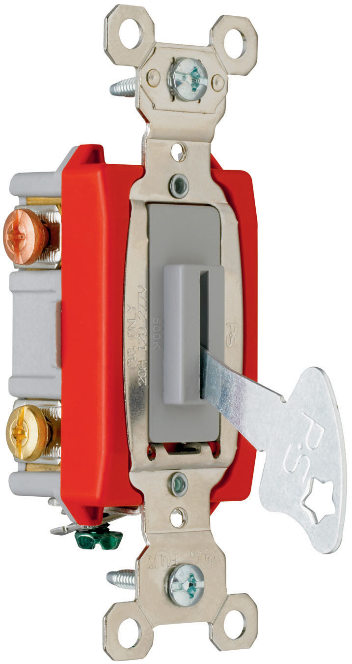 PS20AC3REDL Industrial Extra Heavy Duty Lock Switch Back and Side Wire, Red