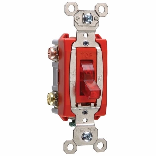 PS20AC3RPL Industrial Extra Heavy Duty Switch, Lighted When On, Back and Side Wire, Red