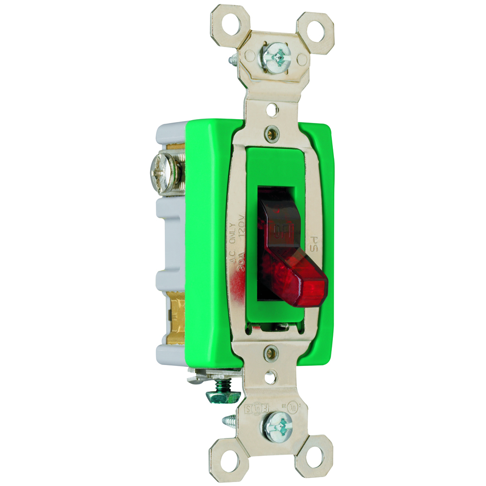 PS30AC1RPL Industrial Extra Heavy Duty Switch, Lighted When On, Back and Side Wire, Red