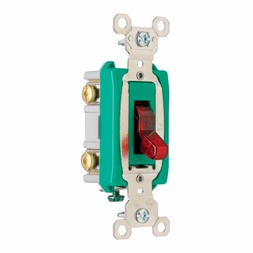 PS30AC2RPL Industrial Extra Heavy Duty Switch, Lighted When On, Back and Side Wire, Red