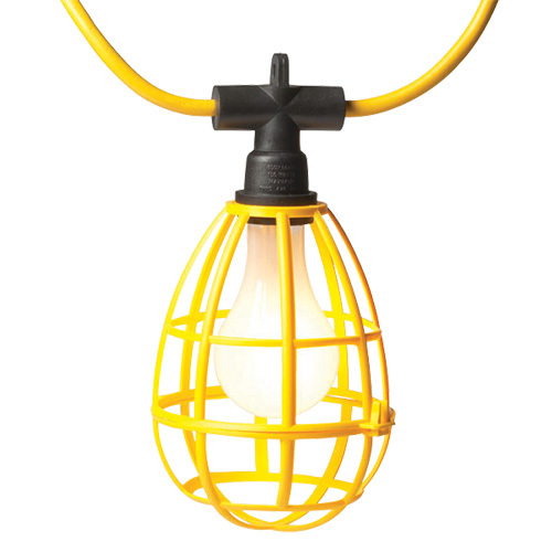 16010 Deluxe Temporary Cord Light, 150 W Fixture, Yellow, 10 Lamps