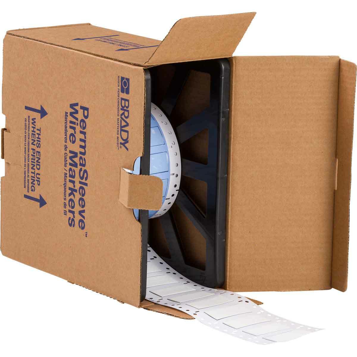 PS-500-2-WT PermaSleeve 1-Sided Heat Shrink Wire Marker Sleeve, 8 to 1 AWG Wire, 2 in L x 2 in W, B-342 Polyolefin