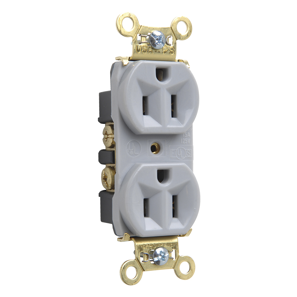 PS5262GRY 15 Amp 125V  Duplex Receptacle, Back and Side Wire, Gray