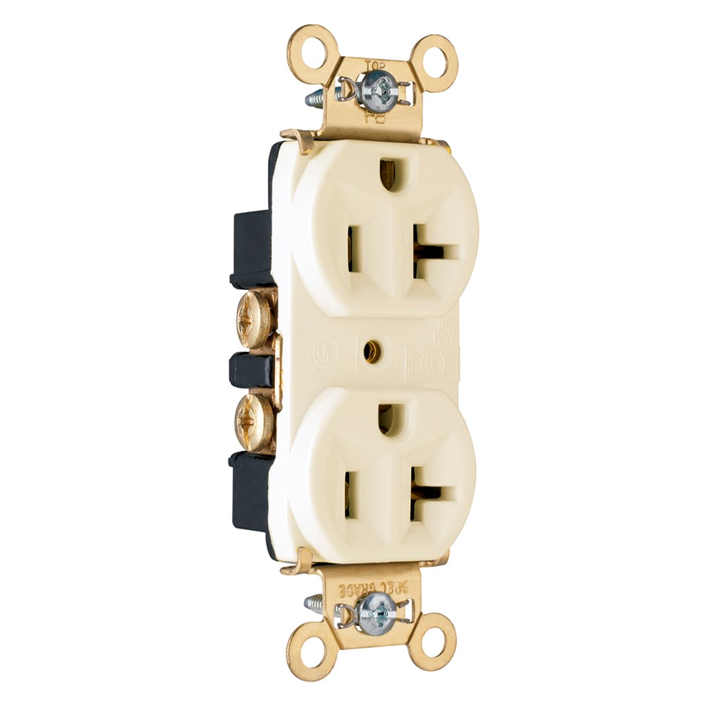 PS5362I 20 Amp 125V  Duplex Receptacle, Back and Side Wire, Ivory