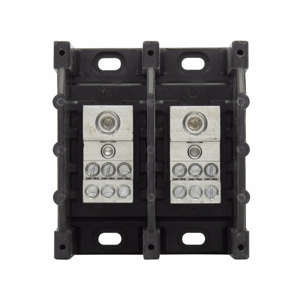 16321-2 Barrier Power Distribution Block, 600 V AC/DC, 175 A, 2 Poles, 14 to 2/0 AWG Cu, 8 to 2/0 AWG Al Line, 14 to 4 AWG Cu, 8 to 4 AWG Al Load Wire, Aluminum/Thermoplastic