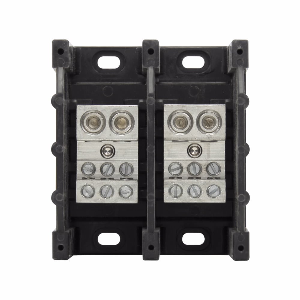 16325-2 Barrier Power Distribution Block, 600 V AC/DC, 350 A, 2 Poles, (2) 14 to 2/0 AWG Cu, 8 to 2/0 AWG Al Line, (6) 14 to 4 AWG Cu, 8 to 4 AWG Al Load Wire, Aluminum/Thermoplastic