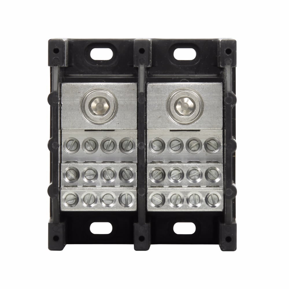 16370-2 Barrier Power Distribution Block, 600 V AC/DC, 310 A, 2 Poles, 6 AWG to 350 kcmil Cu/AL Line, 14 to 4 AWG Cu, 12 to 4 AWG Al Load Wire, Aluminum/Thermoplastic