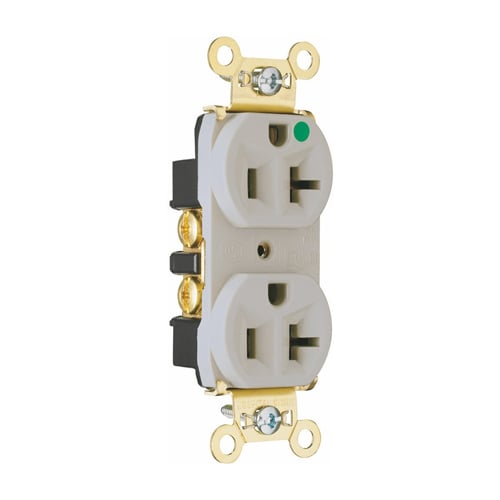 PS8300HGRY 20 Amp 125V Heavy Duty Hospital-Grade Duplex Receptacle, Back and Side Wire, Gray