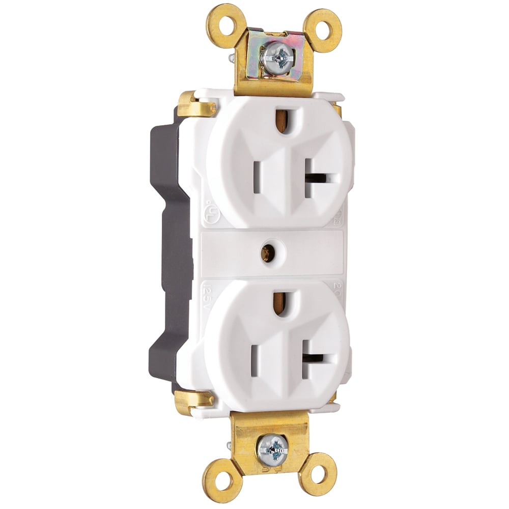 PT5362AW PlugTail 20 Amp 125V Industrial Extra  Duplex Receptacle, White