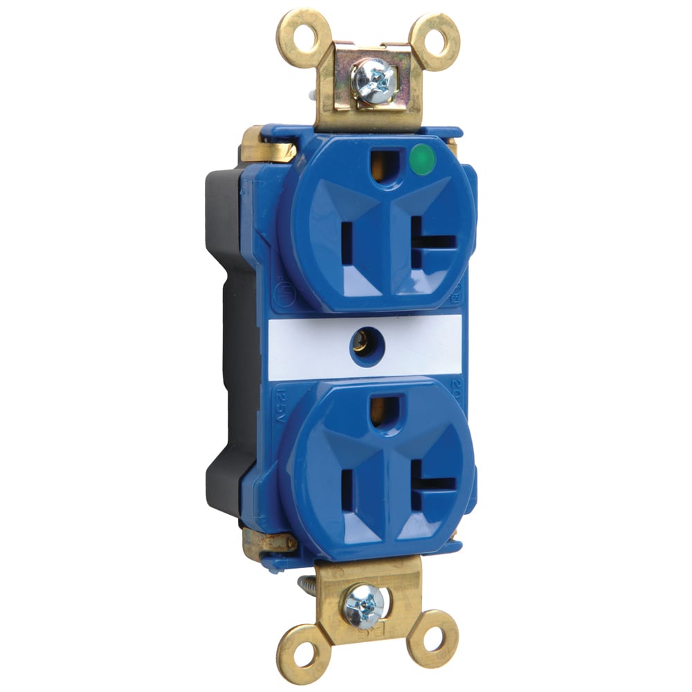 PT8300BL PlugTail 20 Amp 125V Extra Heavy Duty Hospital-Grade Duplex Receptacle, Blue