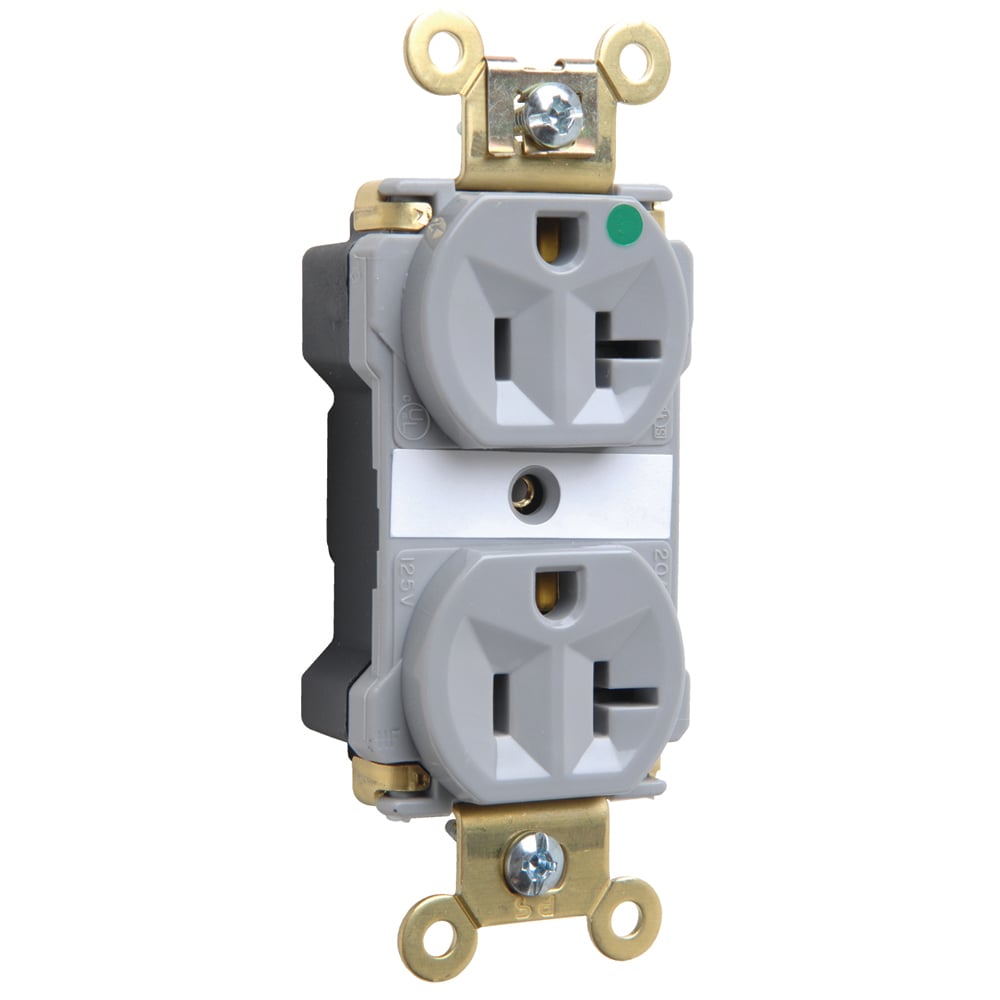 PT8300GRY PlugTail 20 Amp 125V Extra Heavy Duty Hospital-Grade Duplex Receptacle, Gray