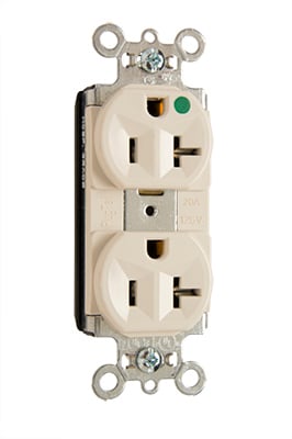 PT8300HLA PlugTail 20 Amp 125V Heavy Duty Hospital-Grade Compact Duplex Receptacle, Light Almond
