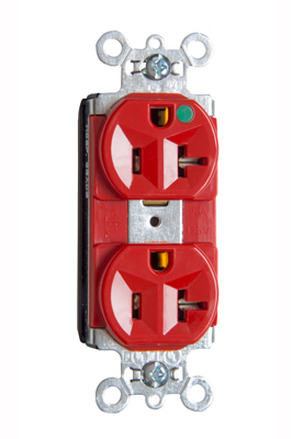 PT8300HRED PlugTail 20 Amp 125V Heavy Duty Hospital-Grade Compact Duplex Receptacle, Red
