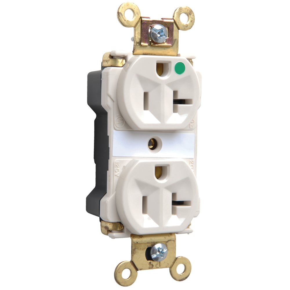 PT8300LA PlugTail 20 Amp 125V Extra Heavy Duty Hospital-Grade Duplex Receptacle, Light Almond