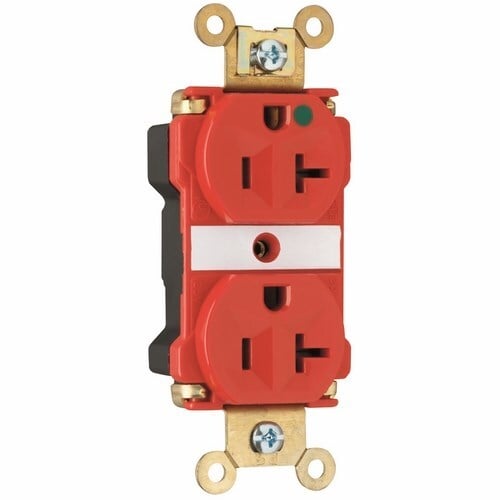 PT8300RED PlugTail 20 Amp 125V Extra Heavy Duty Hospital-Grade Duplex Receptacle, Red