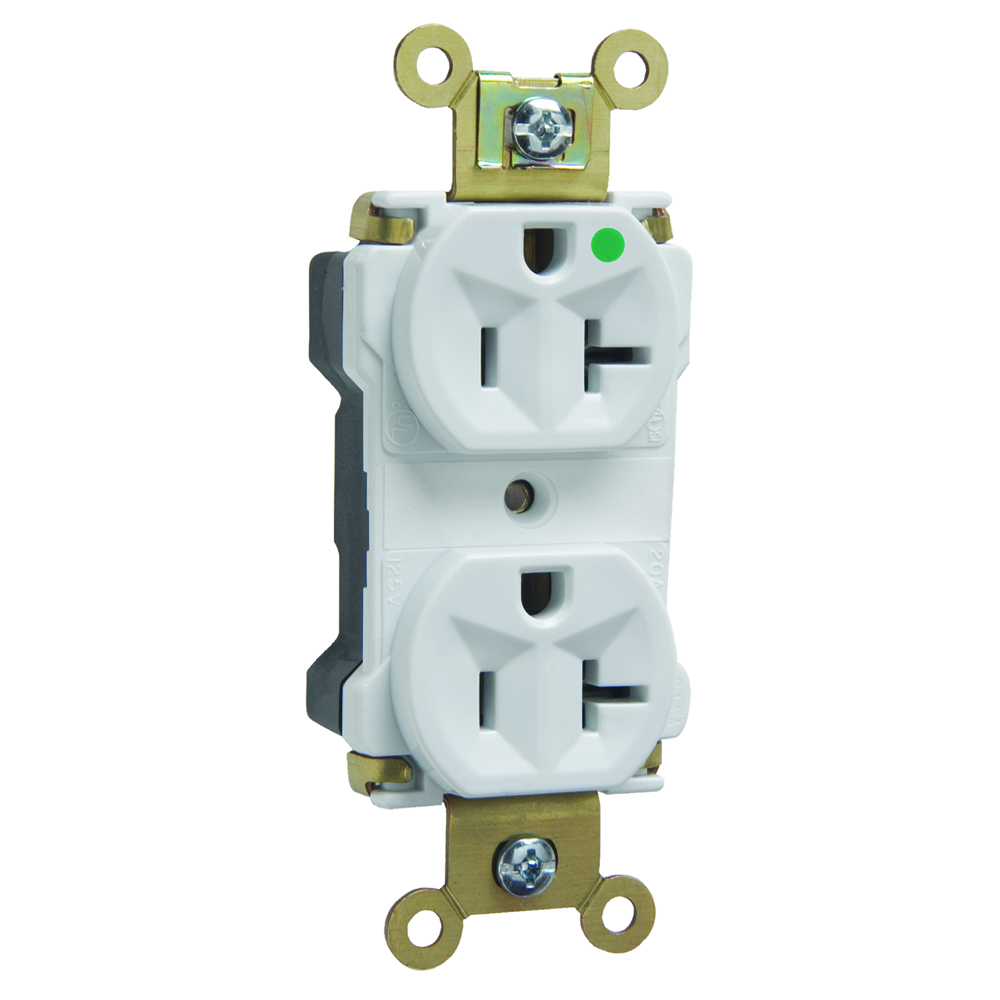PT8300W PlugTail 20 Amp 125V Extra Heavy Duty Hospital-Grade Duplex Receptacle, White