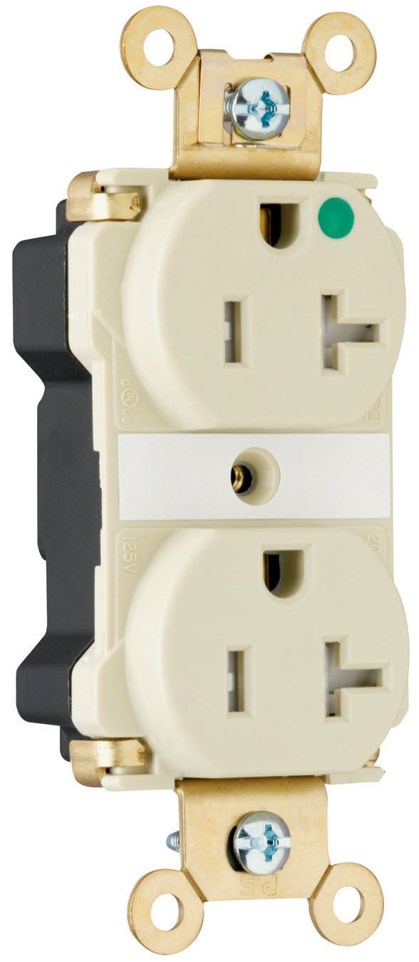 PTTR63H PlugTail 20 Amp 125V Extra Heavy Duty Hospital-Grade Duplex Receptacle, Brown