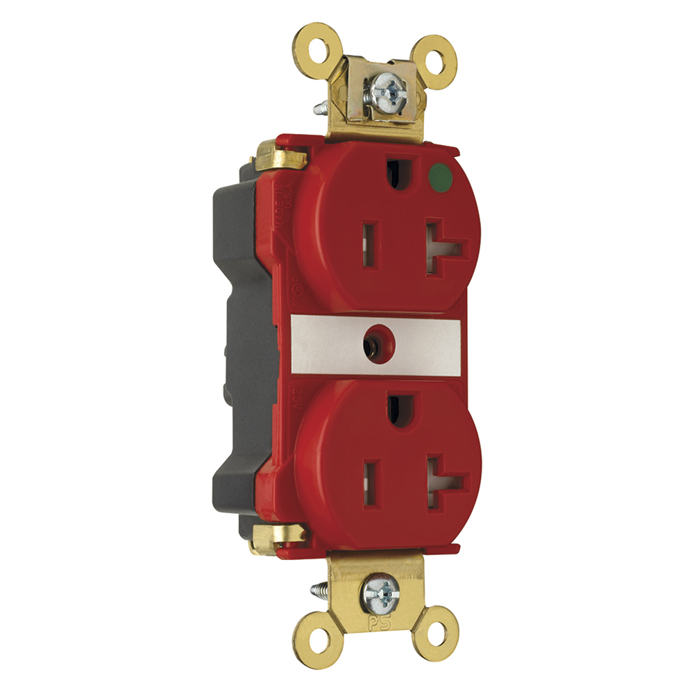 PTTR63HRED PlugTail 20 Amp 125V Extra Heavy Duty Hospital-Grade Duplex Receptacle, Red