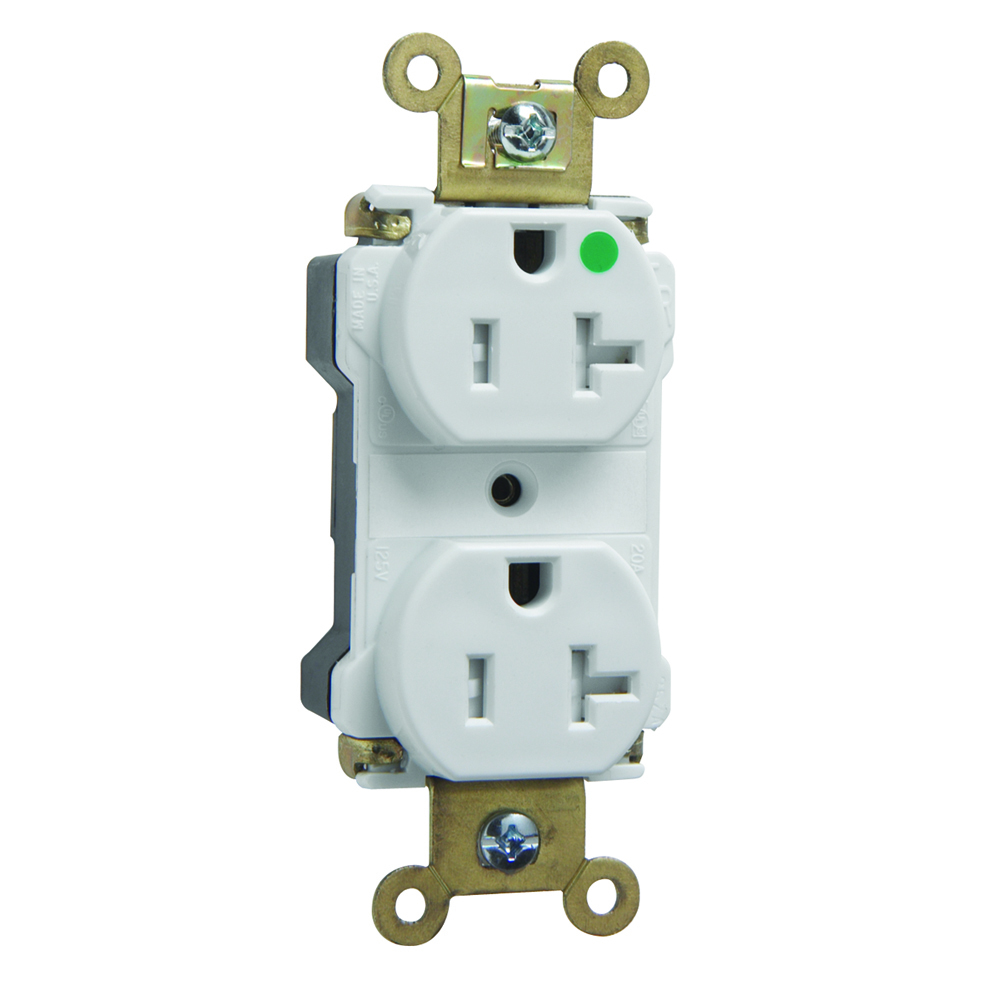 PTTR63HW PlugTail 20 Amp 125V Extra Heavy Duty Hospital-Grade Duplex Receptacle, White