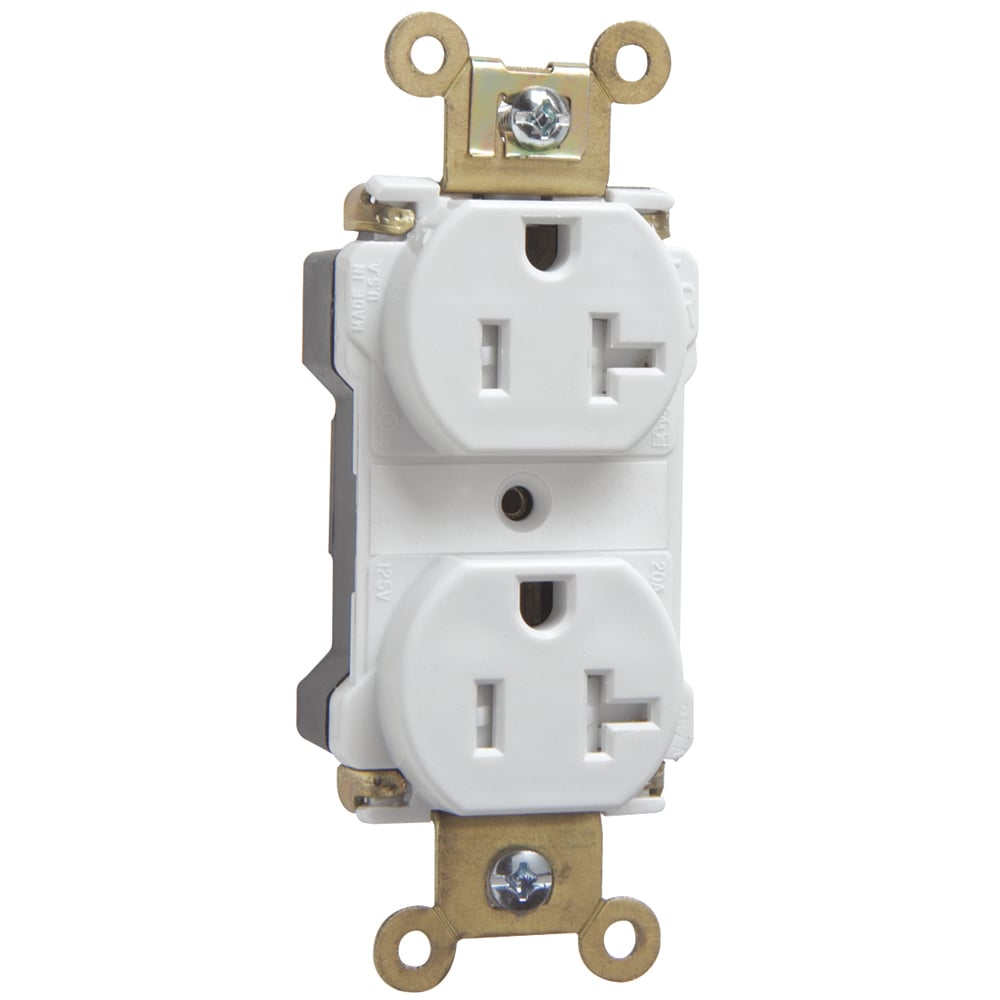 PTTR63W PlugTail Industrial Extra Heavy Duty Spec Grade Receptacle, 20 Amp, 125V, White