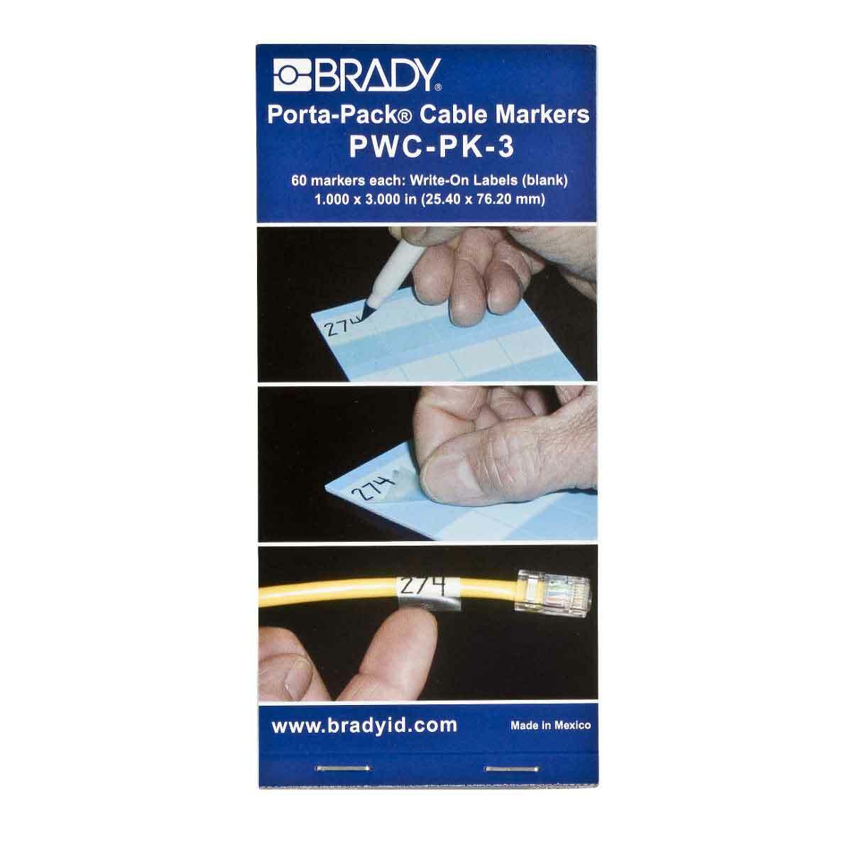 PWC-PK-3 Porta-Pack  Blank Wire Marker Book, 3 in L x 1 in W, Clear/White, B-292 Vinyl