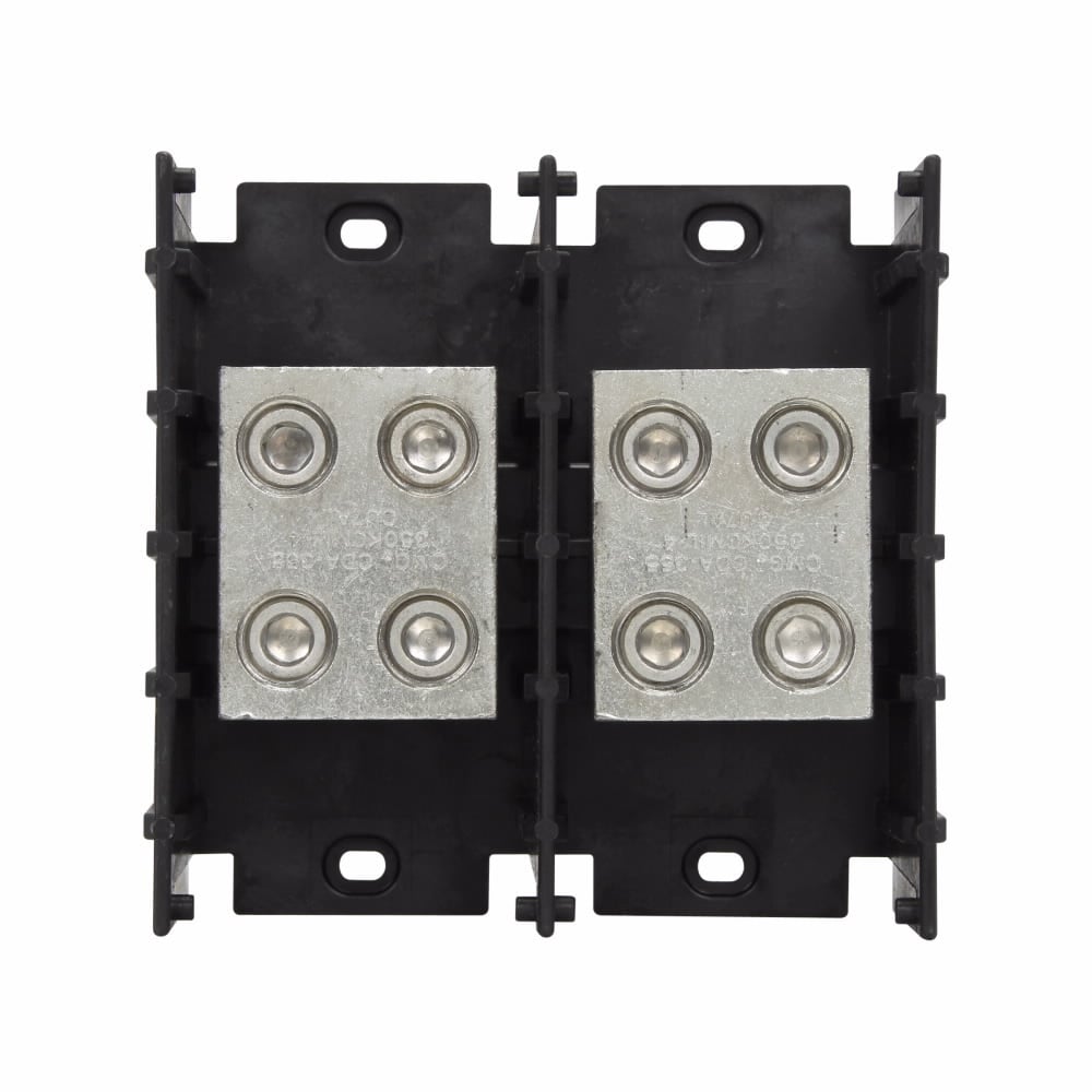 Eaton Bussmann series power splicer block, 600 Vac, 600 Vdc, 620A, Power splicer block, Single-pole, Splicer, SCCR: 10 kA, Black, Molded Thermoplastic Base, Tin-plated aluminum connector