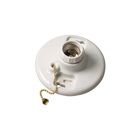 EPCO, Lamp Holder, Pull Chain, Base: Medium Base, Material: Porcelain, Mounting: Box Mount, Screw Material: Brass