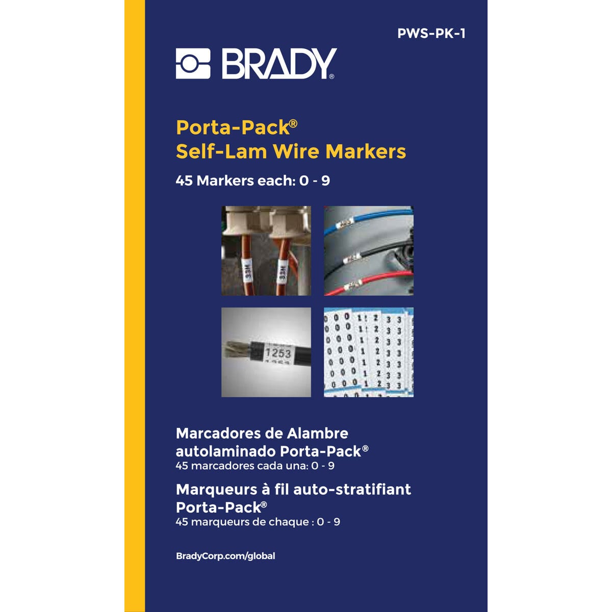 PWS-PK-1 Porta-Pack  Pre-Printed Wire Marker Book, 1.562 in L x 0.217 in W, Black on White, B-292 Vinyl