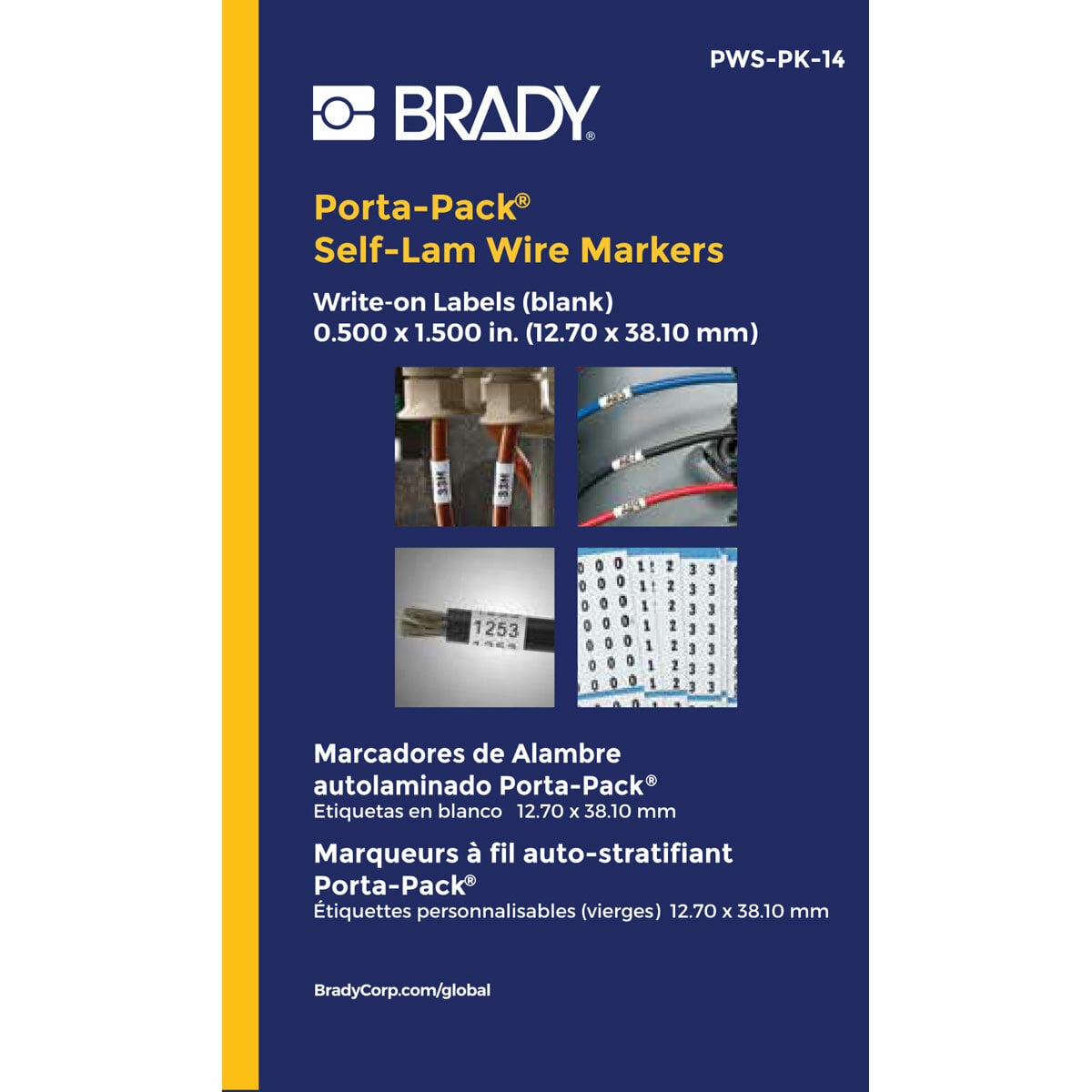 PWS-PK-14 Porta-Pack  Blank Wire Marker Book, 1.562 in L x 0.217 in W, Black on White, B-292 Vinyl