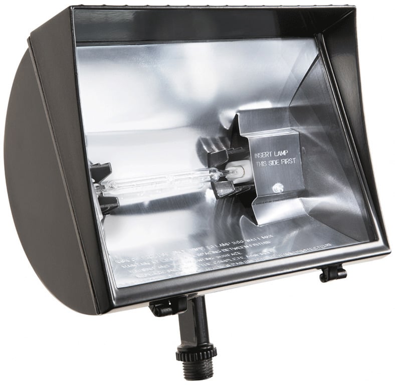 QF300F HID Quartz Curve Floodlight Fixture,) Halogen Lamp, 300 W Fixture, 130 VAC, Bronze Housing