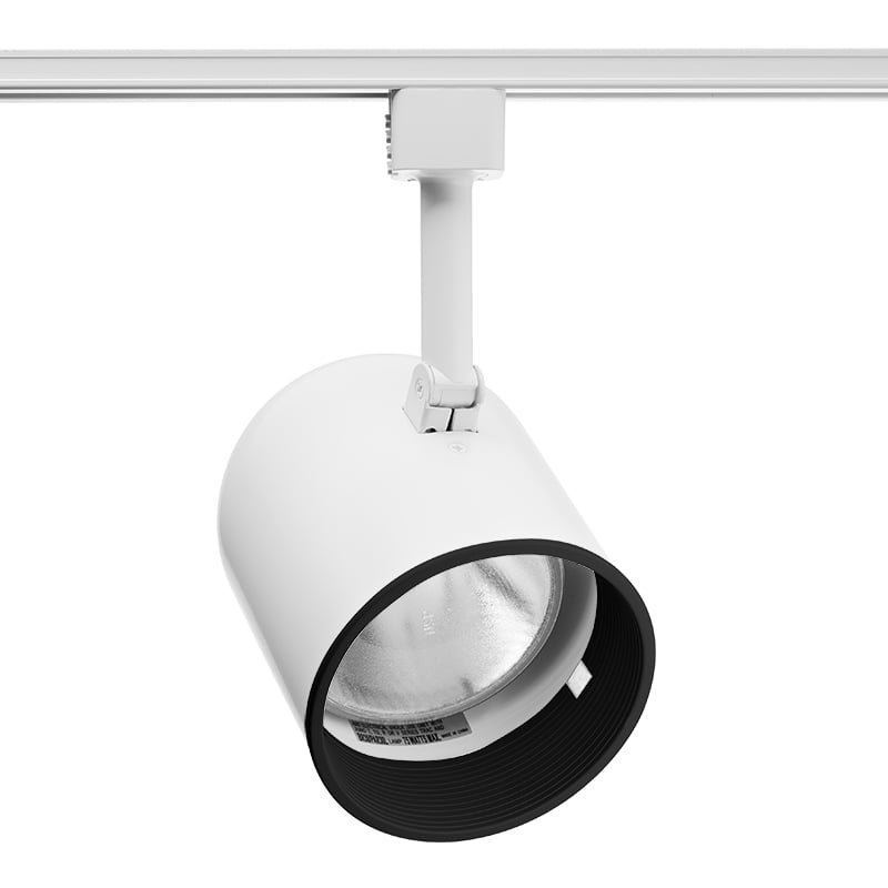 R502 BLB WH Line Voltage Track Head With Baffle, Incandescent Lamp, 120 V AC, Round Back Cylinder Head